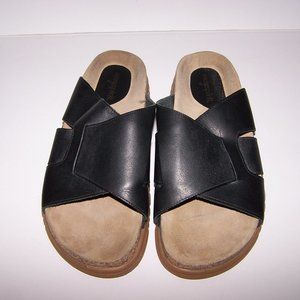 Ladies Easy Spirit Y2K Leather Chunky Slides Sandals 9 M